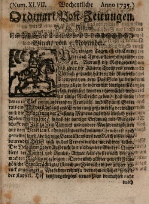 Wochentliche Ordinari Post-Zeitungen (Ordentliche wochentliche Post-Zeitungen) Samstag 19. November 1735