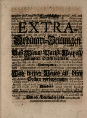 Mercurii Relation, oder wochentliche Ordinari Zeitungen von underschidlichen Orthen (Süddeutsche Presse) Samstag 10. Dezember 1735