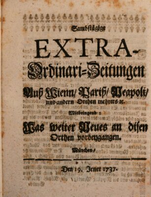 Mercurii Relation, oder wochentliche Ordinari Zeitungen von underschidlichen Orthen (Süddeutsche Presse) Samstag 19. Januar 1737