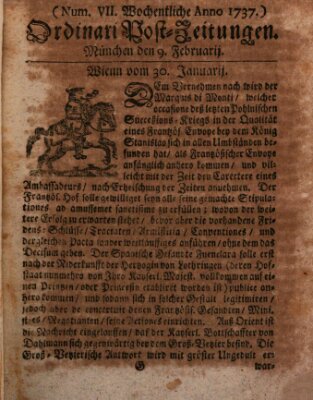 Wochentliche Ordinari Post-Zeitungen (Ordentliche wochentliche Post-Zeitungen) Samstag 9. Februar 1737