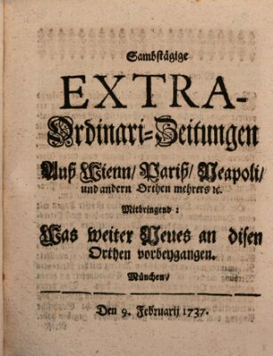 Mercurii Relation, oder wochentliche Ordinari Zeitungen von underschidlichen Orthen (Süddeutsche Presse) Samstag 9. Februar 1737