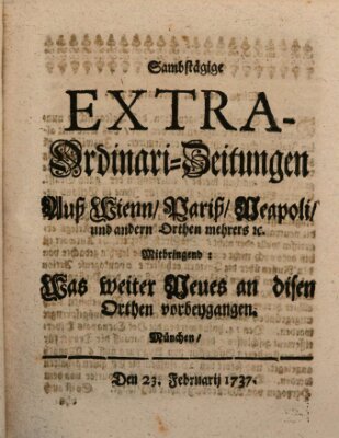 Mercurii Relation, oder wochentliche Ordinari Zeitungen von underschidlichen Orthen (Süddeutsche Presse) Samstag 23. Februar 1737