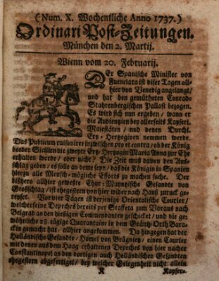 Wochentliche Ordinari Post-Zeitungen (Ordentliche wochentliche Post-Zeitungen) Samstag 2. März 1737