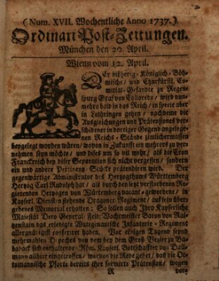 Wochentliche Ordinari Post-Zeitungen (Ordentliche wochentliche Post-Zeitungen) Samstag 20. April 1737