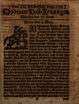 Wochentliche Ordinari Post-Zeitungen (Ordentliche wochentliche Post-Zeitungen) Samstag 18. Mai 1737