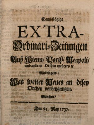 Mercurii Relation, oder wochentliche Ordinari Zeitungen von underschidlichen Orthen (Süddeutsche Presse) Samstag 25. Mai 1737