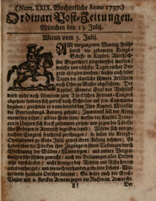 Wochentliche Ordinari Post-Zeitungen (Ordentliche wochentliche Post-Zeitungen) Samstag 13. Juli 1737