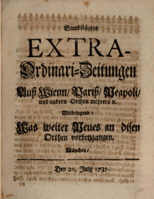 Mercurii Relation, oder wochentliche Ordinari Zeitungen von underschidlichen Orthen (Süddeutsche Presse) Samstag 20. Juli 1737