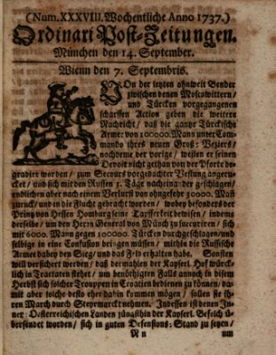 Wochentliche Ordinari Post-Zeitungen (Ordentliche wochentliche Post-Zeitungen) Samstag 14. September 1737