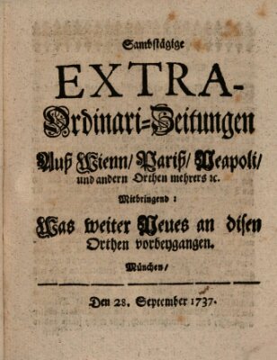 Mercurii Relation, oder wochentliche Ordinari Zeitungen von underschidlichen Orthen (Süddeutsche Presse) Samstag 28. September 1737