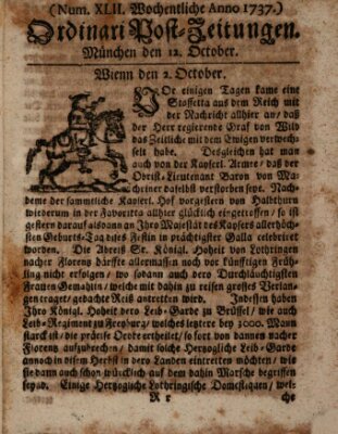 Wochentliche Ordinari Post-Zeitungen (Ordentliche wochentliche Post-Zeitungen) Samstag 12. Oktober 1737