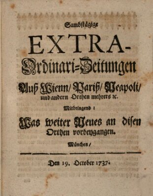 Mercurii Relation, oder wochentliche Ordinari Zeitungen von underschidlichen Orthen (Süddeutsche Presse) Samstag 19. Oktober 1737