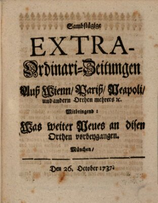 Mercurii Relation, oder wochentliche Ordinari Zeitungen von underschidlichen Orthen (Süddeutsche Presse) Samstag 26. Oktober 1737