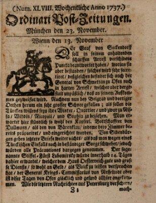 Wochentliche Ordinari Post-Zeitungen (Ordentliche wochentliche Post-Zeitungen) Samstag 23. November 1737