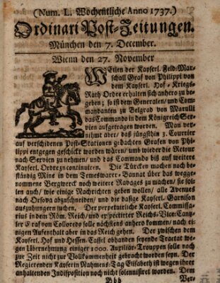 Wochentliche Ordinari Post-Zeitungen (Ordentliche wochentliche Post-Zeitungen) Samstag 7. Dezember 1737