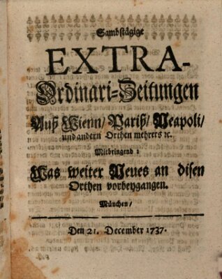 Mercurii Relation, oder wochentliche Ordinari Zeitungen von underschidlichen Orthen (Süddeutsche Presse) Samstag 21. Dezember 1737