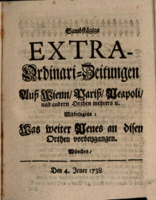 Mercurii Relation, oder wochentliche Ordinari Zeitungen von underschidlichen Orthen (Süddeutsche Presse) Samstag 4. Januar 1738