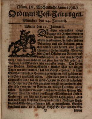 Wochentliche Ordinari Post-Zeitungen (Ordentliche wochentliche Post-Zeitungen) Freitag 24. Januar 1738