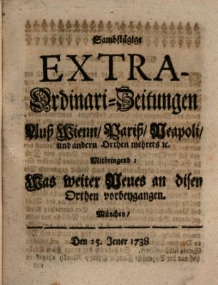 Mercurii Relation, oder wochentliche Ordinari Zeitungen von underschidlichen Orthen (Süddeutsche Presse) Samstag 25. Januar 1738