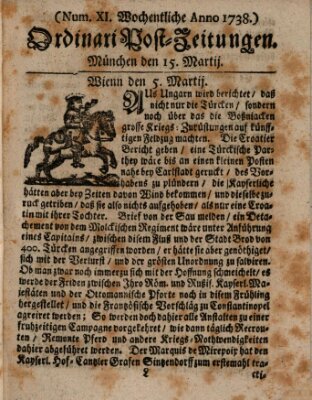 Wochentliche Ordinari Post-Zeitungen (Ordentliche wochentliche Post-Zeitungen) Samstag 15. März 1738