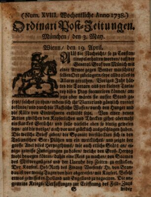 Wochentliche Ordinari Post-Zeitungen (Ordentliche wochentliche Post-Zeitungen) Samstag 3. Mai 1738