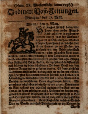 Wochentliche Ordinari Post-Zeitungen (Ordentliche wochentliche Post-Zeitungen) Samstag 17. Mai 1738