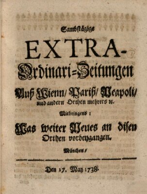 Mercurii Relation, oder wochentliche Ordinari Zeitungen von underschidlichen Orthen (Süddeutsche Presse) Samstag 17. Mai 1738