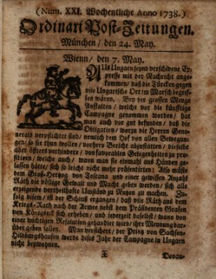 Wochentliche Ordinari Post-Zeitungen (Ordentliche wochentliche Post-Zeitungen) Samstag 24. Mai 1738