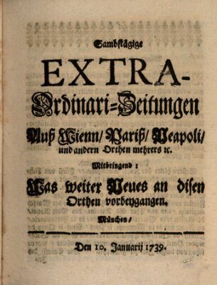 Mercurii Relation, oder wochentliche Ordinari Zeitungen von underschidlichen Orthen (Süddeutsche Presse) Samstag 10. Januar 1739