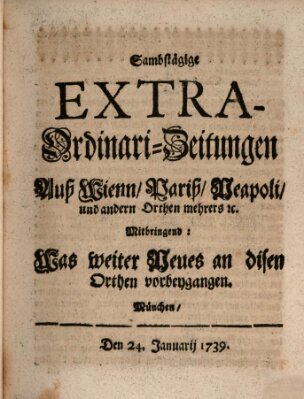 Mercurii Relation, oder wochentliche Ordinari Zeitungen von underschidlichen Orthen (Süddeutsche Presse) Samstag 24. Januar 1739