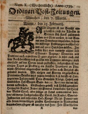 Wochentliche Ordinari Post-Zeitungen (Ordentliche wochentliche Post-Zeitungen) Samstag 7. März 1739