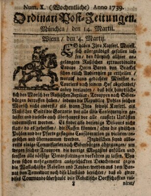 Wochentliche Ordinari Post-Zeitungen (Ordentliche wochentliche Post-Zeitungen) Samstag 14. März 1739