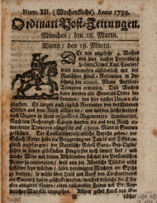 Wochentliche Ordinari Post-Zeitungen (Ordentliche wochentliche Post-Zeitungen) Samstag 28. März 1739