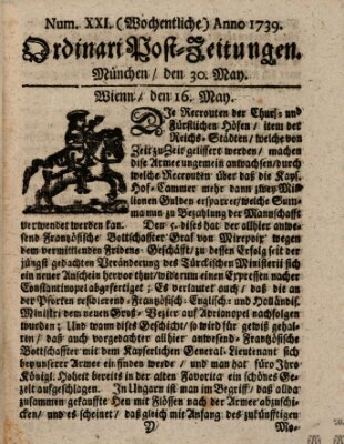 Wochentliche Ordinari Post-Zeitungen (Ordentliche wochentliche Post-Zeitungen) Samstag 30. Mai 1739