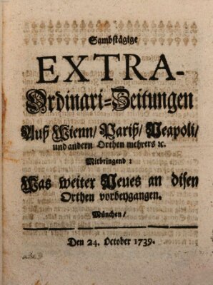 Mercurii Relation, oder wochentliche Ordinari Zeitungen von underschidlichen Orthen (Süddeutsche Presse) Samstag 24. Oktober 1739