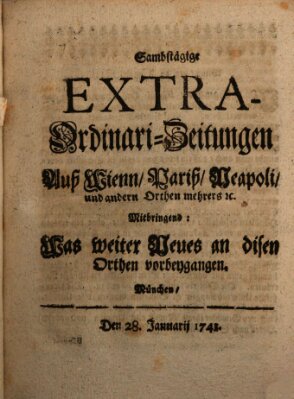 Mercurii Relation, oder wochentliche Ordinari Zeitungen von underschidlichen Orthen (Süddeutsche Presse) Samstag 28. Januar 1741