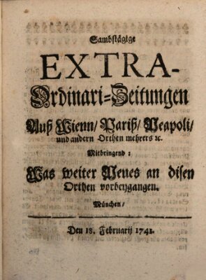 Mercurii Relation, oder wochentliche Ordinari Zeitungen von underschidlichen Orthen (Süddeutsche Presse) Samstag 18. Februar 1741