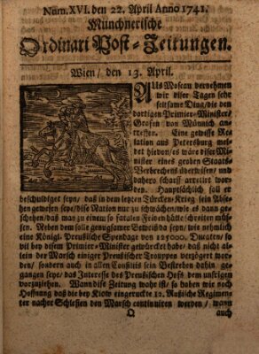 Münchnerische Ordinari Post-Zeitungen (Ordentliche wochentliche Post-Zeitungen) Samstag 22. April 1741