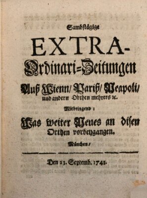 Mercurii Relation, oder wochentliche Ordinari Zeitungen von underschidlichen Orthen (Süddeutsche Presse) Samstag 23. September 1741