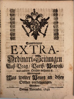 Mercurii Relation, oder wochentliche Ordinari Zeitungen von underschidlichen Orthen (Süddeutsche Presse) Samstag 24. November 1742