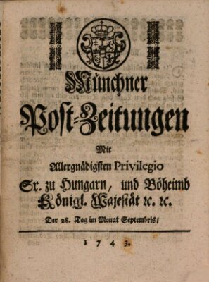 Münchner Post-Zeitungen Samstag 28. September 1743