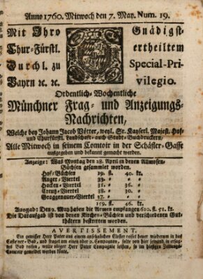 Ordinari-Münchner-Zeitungen (Süddeutsche Presse) Mittwoch 7. Mai 1760