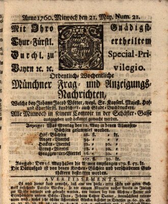 Ordinari-Münchner-Zeitungen (Süddeutsche Presse) Mittwoch 21. Mai 1760