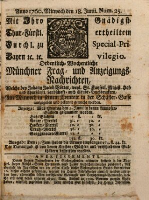 Ordinari-Münchner-Zeitungen (Süddeutsche Presse) Mittwoch 18. Juni 1760