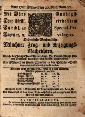 Ordinari-Münchner-Zeitungen (Süddeutsche Presse) Mittwoch 20. Mai 1761