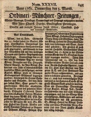 Ordinari-Münchner-Zeitungen (Süddeutsche Presse) Donnerstag 5. März 1761