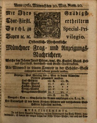 Ordinari-Münchner-Zeitungen (Süddeutsche Presse) Mittwoch 20. Mai 1761