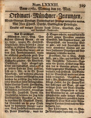 Ordinari-Münchner-Zeitungen (Süddeutsche Presse) Montag 25. Mai 1761