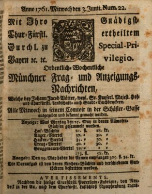 Ordinari-Münchner-Zeitungen (Süddeutsche Presse) Mittwoch 3. Juni 1761