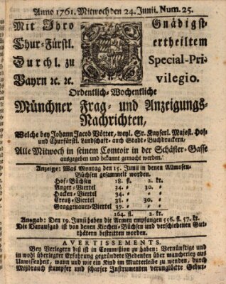 Ordinari-Münchner-Zeitungen (Süddeutsche Presse) Mittwoch 24. Juni 1761